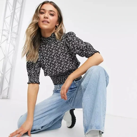 ASOS High Neck Floral Blouse - Picture 1 of 4